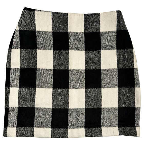 Boston Proper Black and White Plaid Mini Skirt Size 8 - Picture 1 of 9